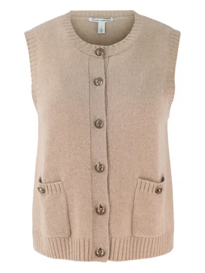 Autumn Cashmere Button-front Sleeveless Pocket Cardigan In Brown