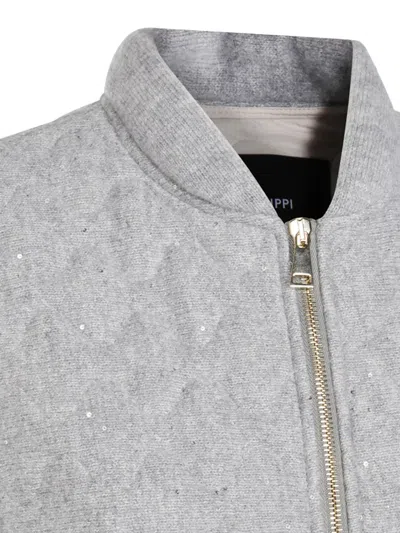 Fabiana Filippi Quilted Vest With Sequin Embellishments And Stand Collar In Gray