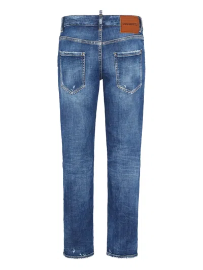 Dsquared2 Distressed Five-pocket Belt Loop Trousers In Blue