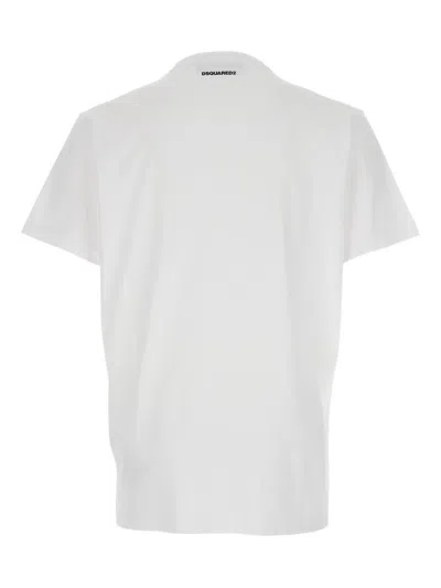 Dsquared2 White T-shirt With Logo On The Front In Cotton Man In White