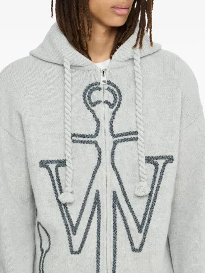 Jw Anderson J. W. Anderson Textured Zip-up Hoodie In Gray