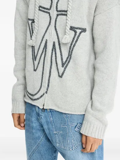 Jw Anderson J. W. Anderson Textured Zip-up Hoodie In Gray