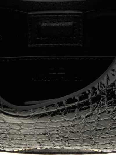 Elisabetta Franchi Small Hobo Crocodile-effect Metal-top-handle Shoulder Bag In Black