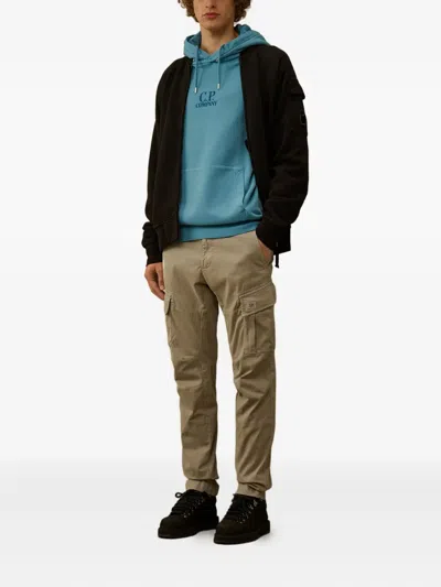 C.p. Company C.p.company Hoodie With Embroidered Logo In Blue