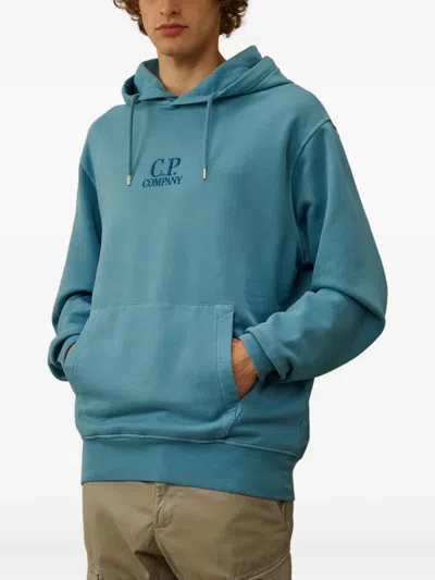 C.p. Company C.p.company Hoodie With Embroidered Logo In Blue
