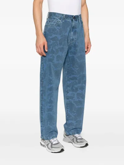 Carhartt Denim Duck Landon Trousers Five Pocket Design In Blue