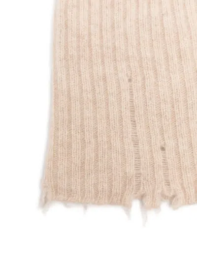 Uma Wang Ribbed Frayed Beanie Hat In Neutral