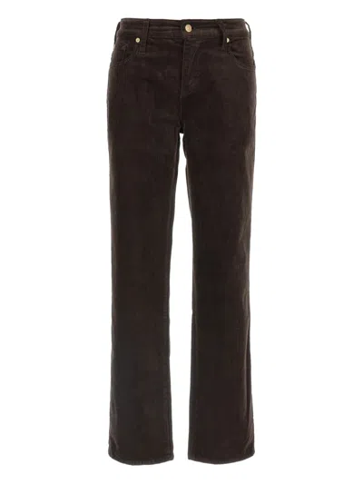 7 For All Mankind Calie Straight Mid-rise Cotton-blend Velvet Straight Pants In Brown