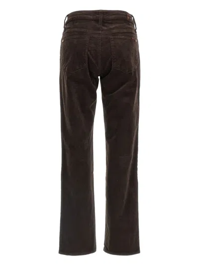 7 For All Mankind Calie Straight Mid-rise Cotton-blend Velvet Straight Pants In Brown