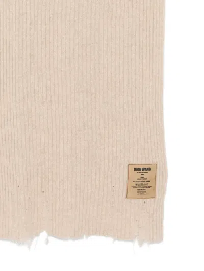 Uma Wang Ribbed Frayed-edge Scarf In Neutral