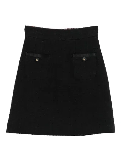 Dolce & Gabbana Cotton Skirt With Button Embellishment And Patch Pockets In Black