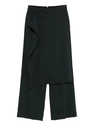 Ami Alexandre Mattiussi Wool Trousers Layered Asymmetrical Design In Black
