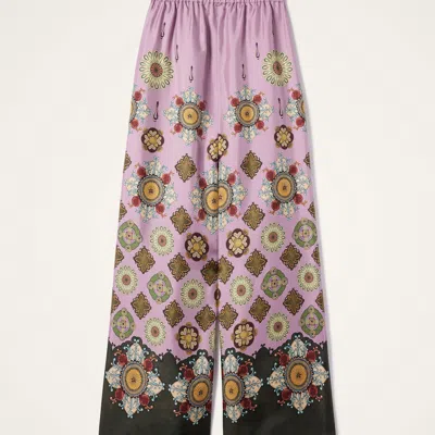 La Doublej Icon Palazzo Printed Silk-twill Wide-leg Pants In Pink