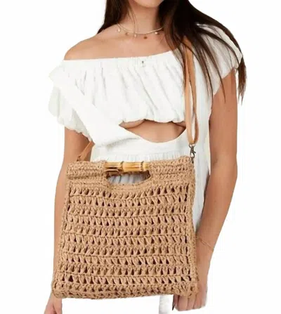 Lucca Dewi Bamboo Handle Straw Bag In Tan In Multi