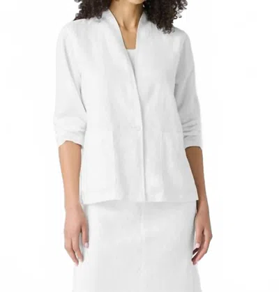 Eileen Fisher Single-button Organic Linen Jacket In White