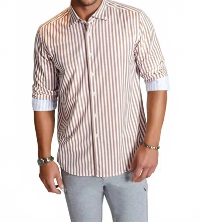 Buki The Go Big Stripe Long Sleeve Tech Shirt In Espresso In Neutral