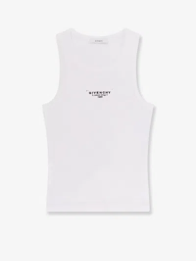 Givenchy Women Slim Tank Top With Logo Print In White