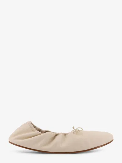 The Row Awar Elasticated Satin Ballet Flats In White