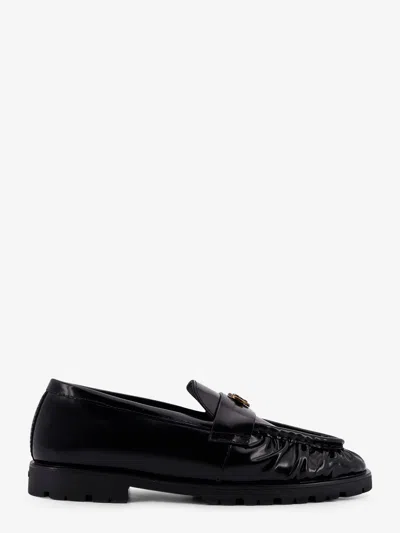 Pinko Nora Love Birds Leather Loafers In Black
