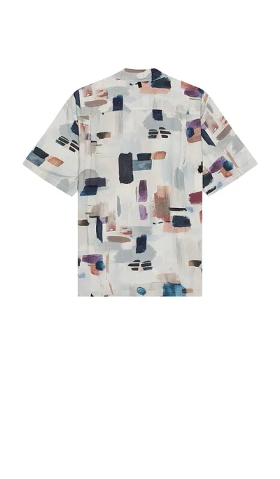 Rag & Bone Avery Abstract Print Camp Shirt In White