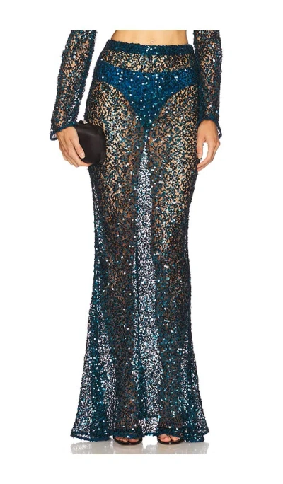 Lapointe Net Paillette Maxi Skirt In Blue
