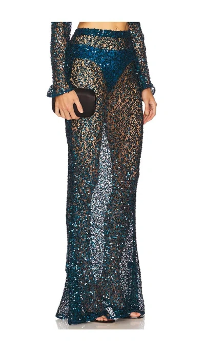 Lapointe Net Paillette Maxi Skirt In Blue