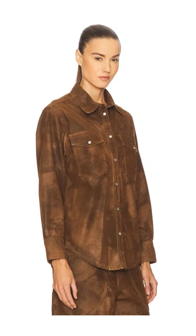 Isabel Marant Étoile Karima Faux Leather Overshirt In Brown