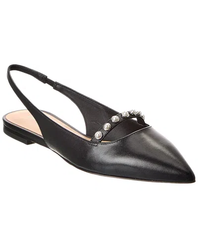 Stuart Weitzman Pearl Leather Slingback Flat In Black
