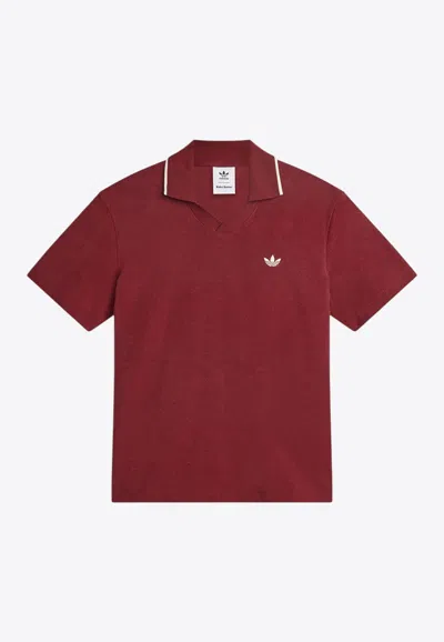 Adidas Originals Adidas X Wales Bonner Tiziano Red Terry Fabric Wales Bonner X Adidas Polo Shirt In Burgundy