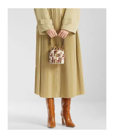 Fendi Mon Tresor Canvas Bucket Bag With Ff Embroidery In Multi