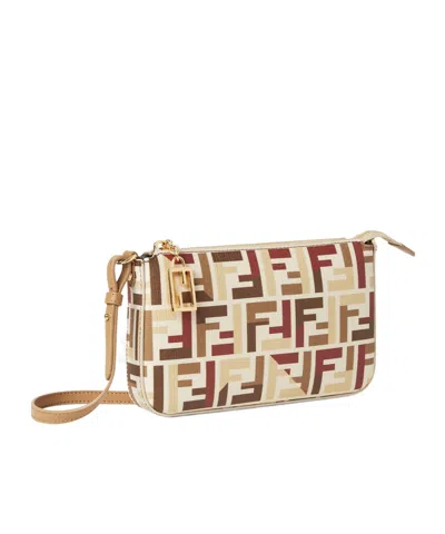 Fendi Pouch With Chain In Multicolor Ff Fabric In Multi