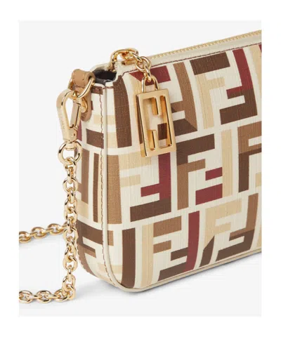 Fendi Pouch With Chain In Multicolor Ff Fabric In Multi