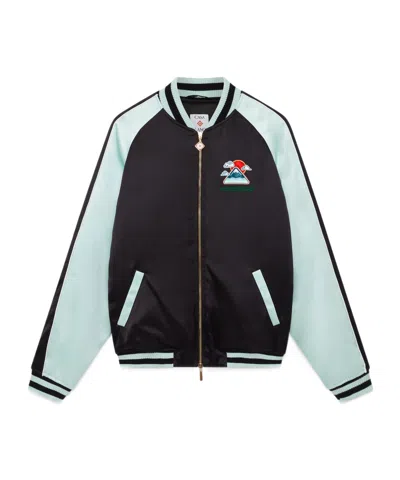 Casablanca Denim Bomber Jacket With Embroidered Logo In Black