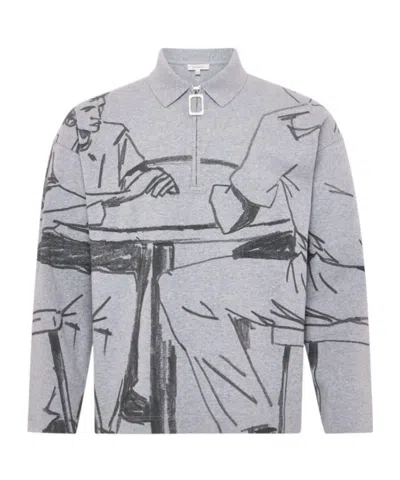 Jw Anderson Gray Printed Rugby Polo In Gray