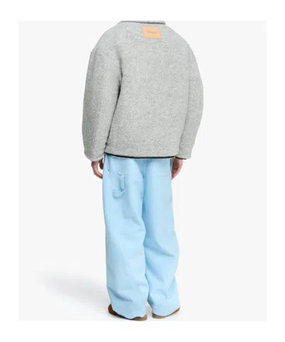 Jw Anderson Mens Light Grey Melange Contrast-trim Relaxed-fit Knitted Wool-blend Jacket In Gray