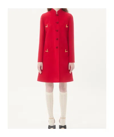 Valentino Wool And Cashmere Coat In Red