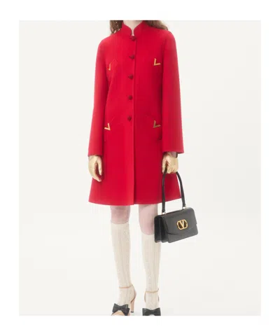 Valentino Wool And Cashmere Coat In Red