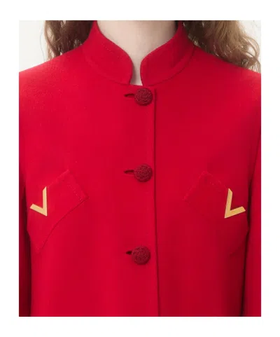 Valentino Wool And Cashmere Coat In Red