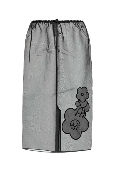Cecilie Bahnsen Bambi Floral-embroidered Midi Skirt In Black