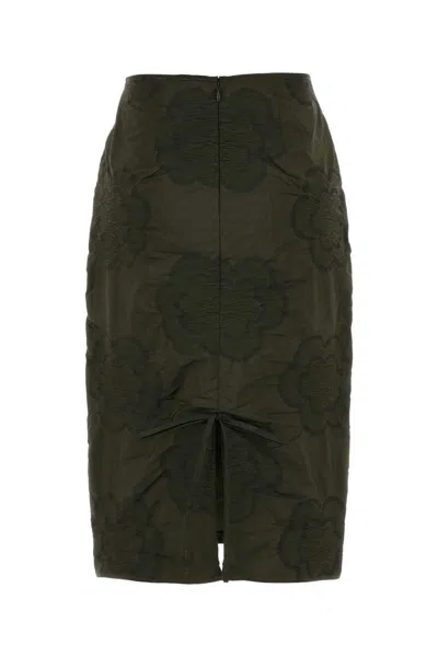 Cecilie Bahnsen Allegra Skirt With Floral Pattern And Ruched Detail In Green