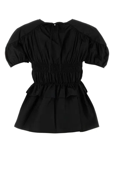 Cecilie Bahnsen Tech Fabric Brooklyn Top With Button Detail In Black