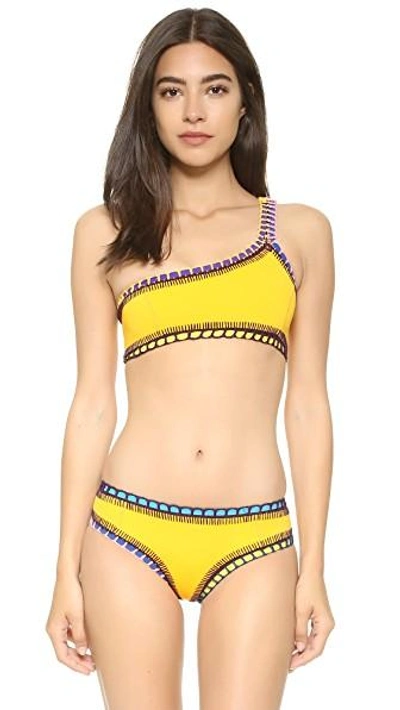 Shop Kiini Ro Bikini Bottoms In Bright Yellow/multi