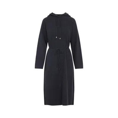 Fabiana Filippi Hooded Ankle-length Dress With Ribbed Silk Blend In Gray