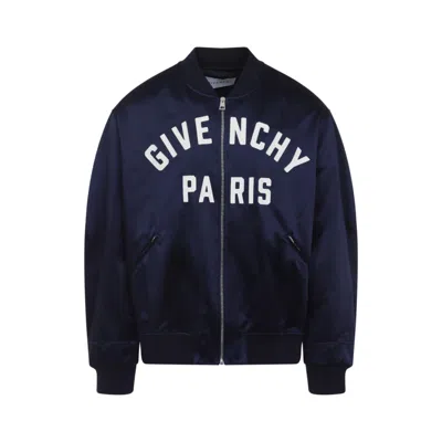 Givenchy Logo Bomber Jacket Puffer Jackets Blue In Multi