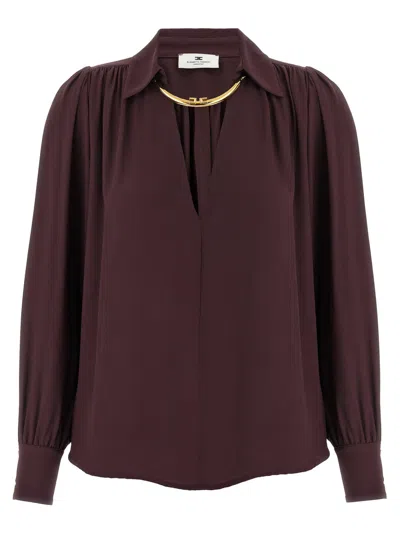 Elisabetta Franchi Merlot Blouse With Jewel In Burgundy