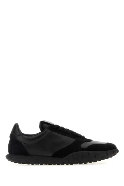 Jil Sander Low Laced Sneakers With Vulcanized Rubber Sole In Black