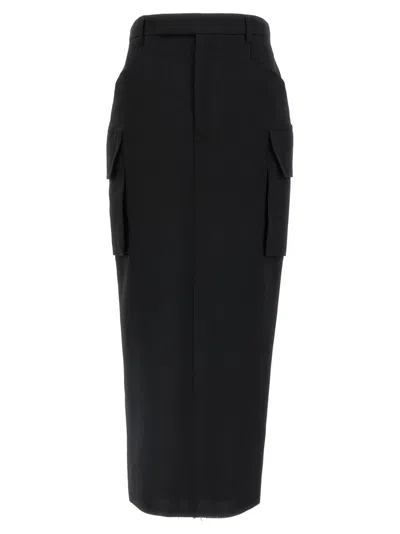 Rick Owens Firbanks Wool Midi Skirt In Black
