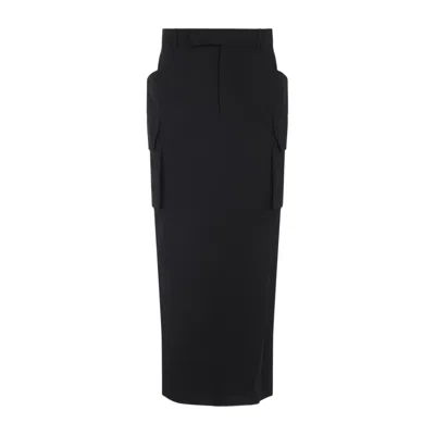 Rick Owens Firbanks Wool Midi Skirt In Black