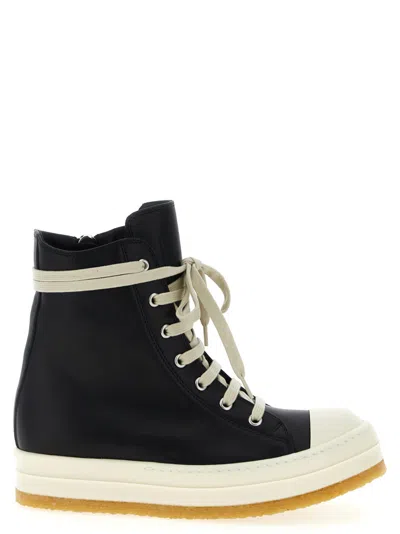 Rick Owens Geobasket High-top Sneakers Contrast Sole In Black