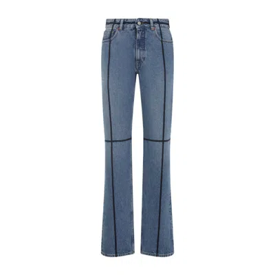 Mm6 Maison Margiela Mm6 By Maison Margiela Flared Blue Jeans With Contrasting Stitching In Blue